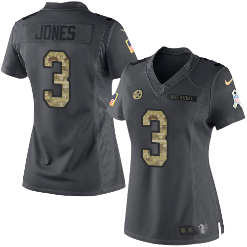 Women's Limited Landry Jones Nike Jersey Black - #3 2016 Salute to Service NFL Pittsburgh Steelers